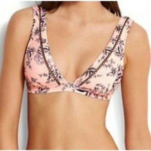 Seafolly Australia Love Bird Bandeau Swim Top Peach Swimwear AUS 8 /USA 4